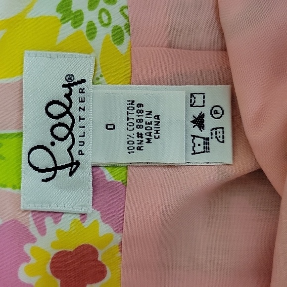 Lilly Pulitzer Vintage Pink Green Cotton Alligator Print Skirt. women's Sz 0 - Picture 4 of 6